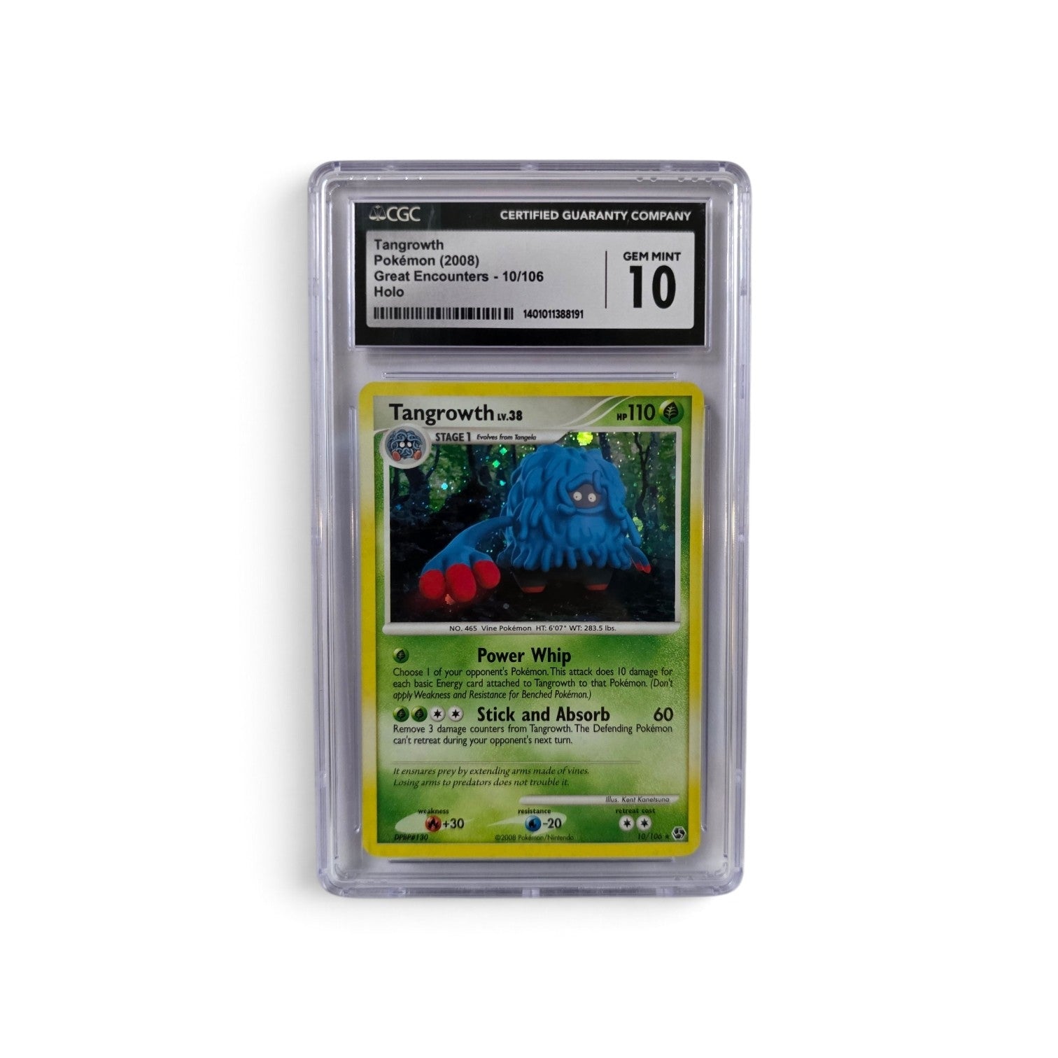 2008 Pokémon Great Encounters TANGROWTH 10/106 (Holo) - CGC 10 Gem Mint Graded Slab