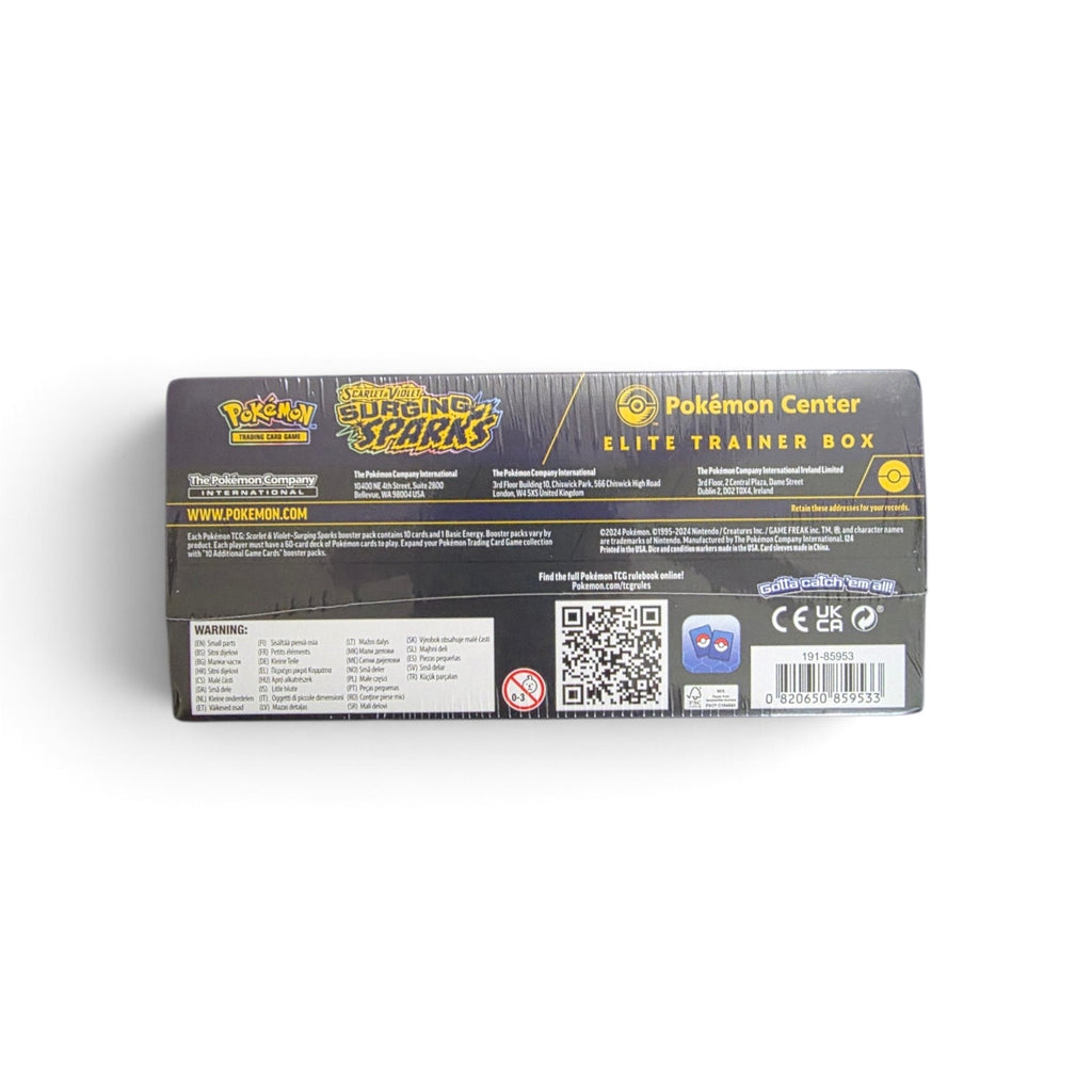 Pikachu - Pokémon Center Elite Trainer Box - Factory Sealed - 2024 Scarlet & Violet Surging Sparks