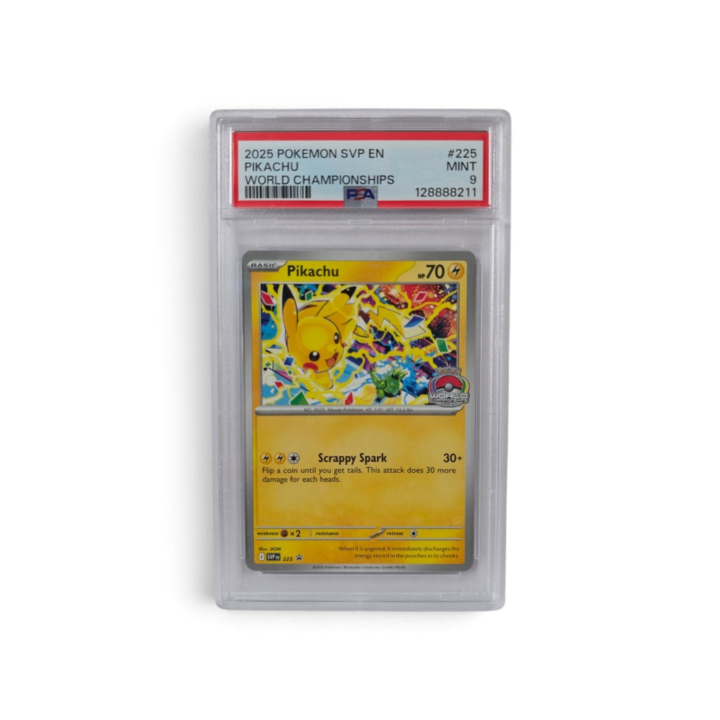 2025 Pokémon SVP EN PIKACHU 225 (World Champs Promo) - PSA 9 Mint Graded Slab
